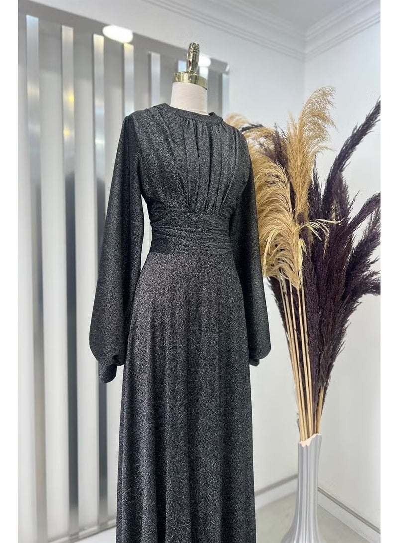 Esilanur Adel Hijab Evening Dress Anthracite - Image 2